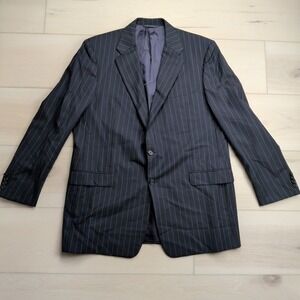 Hickey Freeman Loro Piana Suit Jacket Blazer Mens 46L Pinstripe Wool Made in USA